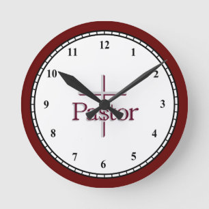 Pastor Grey Cross Round Clock