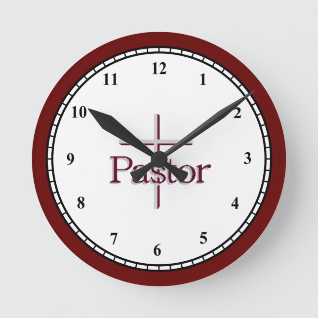 Pastor Grey Cross Round Clock (Front)