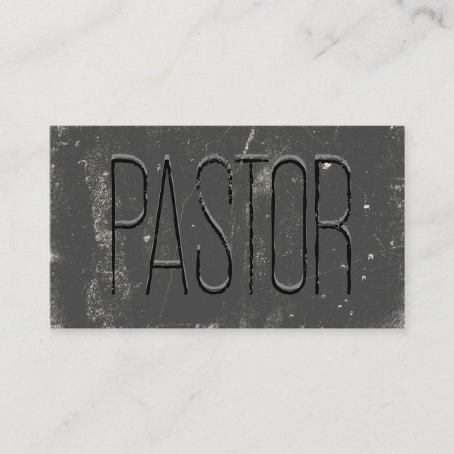 Pastor Grey Grunge Chalkboard Church Business Card (Front)