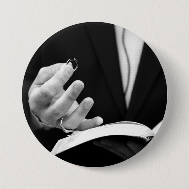 Pastor Holding Ring 3 Inch Round Button (Front)