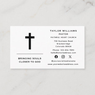 Pastor Minister Religious Faith Cross Social Media Business Card