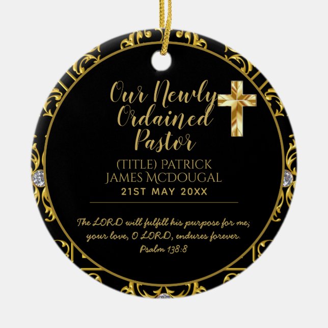 Pastor Newly Ordained Installation Gift Customized Ceramic Ornament (Front)
