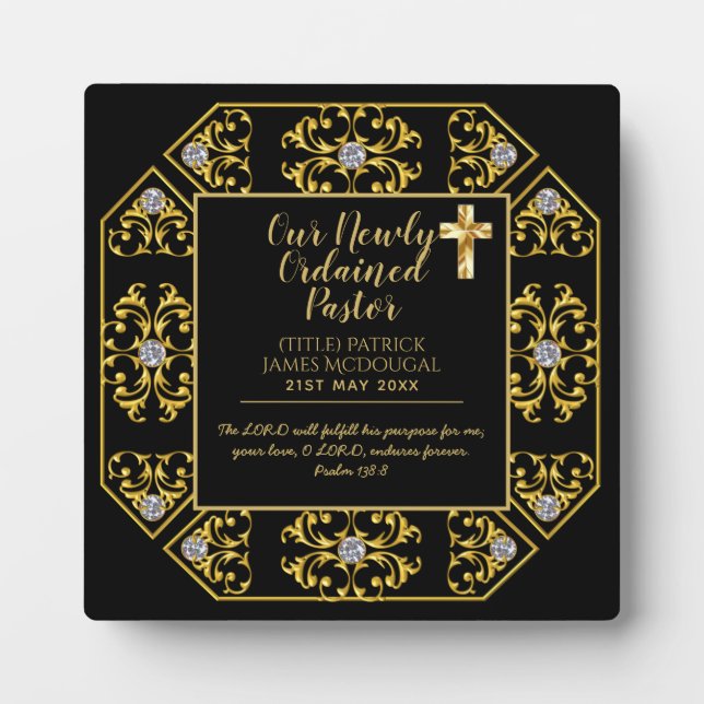 Pastor Newly Ordained Installation Gift Customized Plaque (Front)