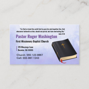 Pastor or Deacon Bible Church Business Card