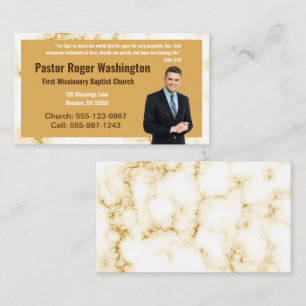 Pastor or Deacon Gold Marble Photo Church Business Card