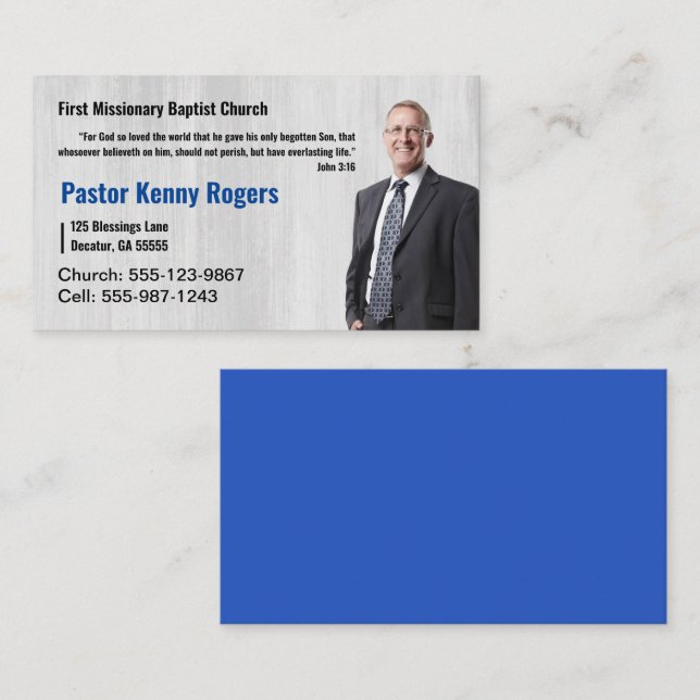 Pastor or Deacon Photo Church Business Card (Front/Back)
