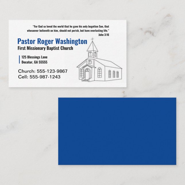 Pastor or Deacon Photo Church Business Card (Front/Back)