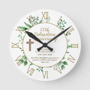 PASTOR Ordination Anniversary Verse - Personalized Round Clock