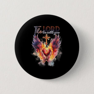 Pastor - Praying Hands Before Sacred Heart 2 Inch Round Button