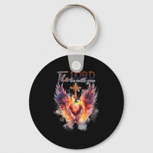 Pastor - Praying Hands Before Sacred Heart  Keychain