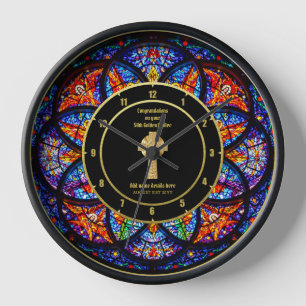 Pastor Priest Ordination Anniversary Stained Glass Clock
