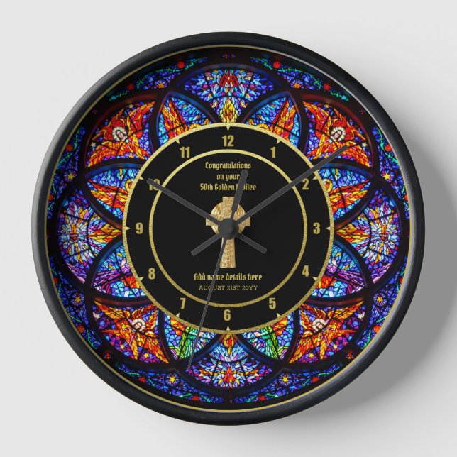 Pastor Priest Ordination Anniversary Stained Glass Clock (Front)
