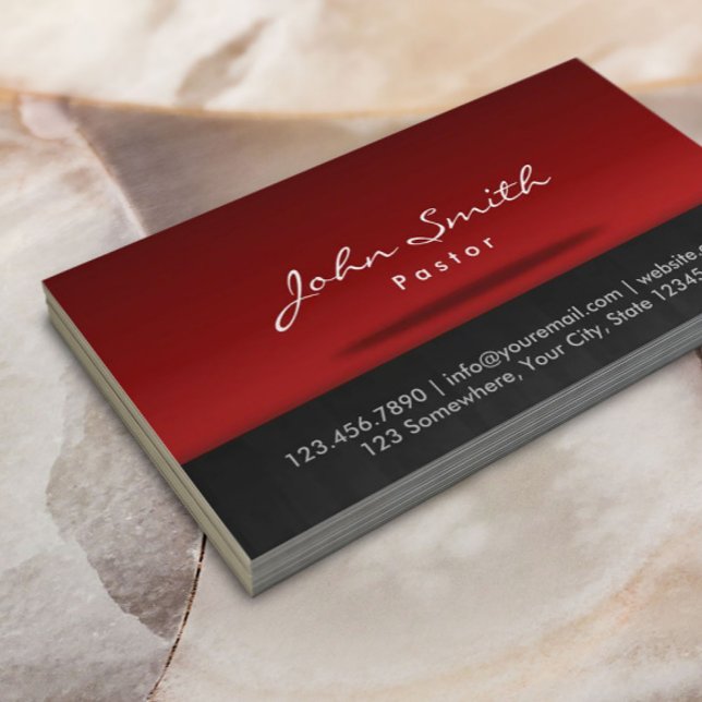 Pastor Stylish Red Stage Business Card (Creator Uploaded)