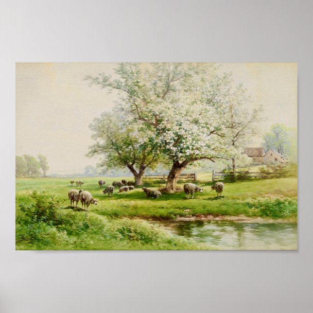 Pastoral Landscape Carl Weber Fine Art Watercolor Poster (Front)