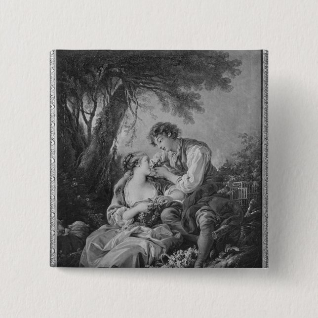 Pastoral scene 2 inch square button (Front)