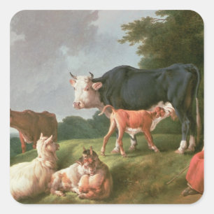 Pastoral Scene Square Sticker