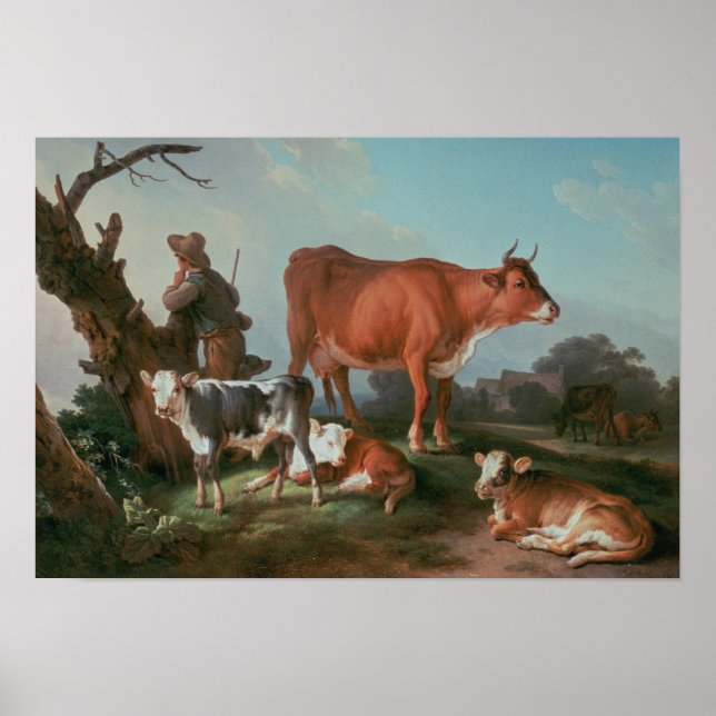 Pastoral scene with a cowherd poster (Front)