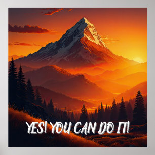 Pastoral Sunset Mountain Landscape Poster