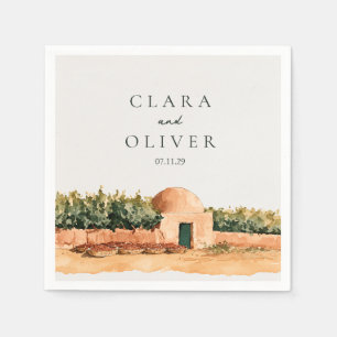 Pastoral Vineyard Mediterranean Reception Wedding Napkin