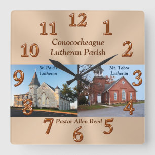 Pastors Appreciation Gifts with Photo and Text Square Wall Clock