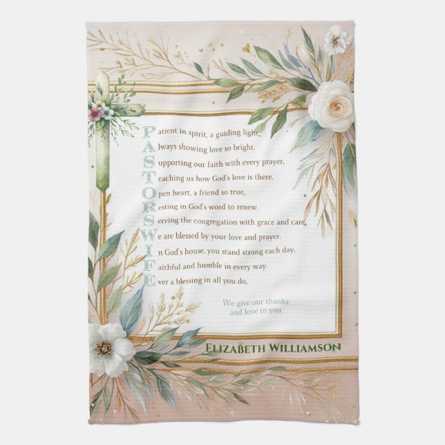 ✝️ Pastor's Wife Wives Appreciation Gift Thank You Kitchen Towel (Vertical)