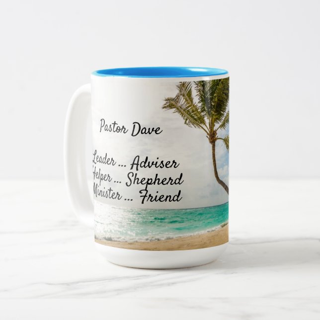 Pastors Work Friendship Tropical Beach Scene Mug (Front Left)