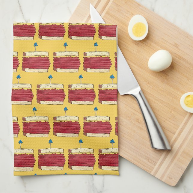 Pastrami on Rye NYC Kosher Jewish Deli Sandwich  Kitchen Towel (Quarter Fold)