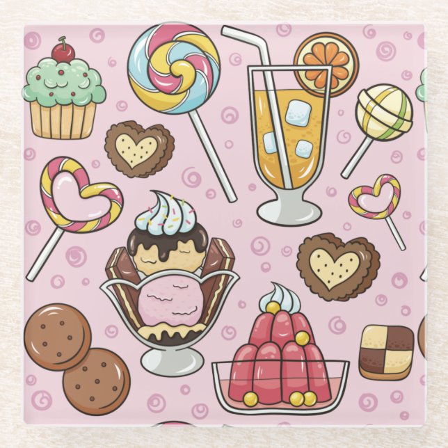 Pastries Glass Coaster (Front)