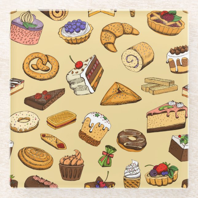 Pastries Glass Coaster (Front)