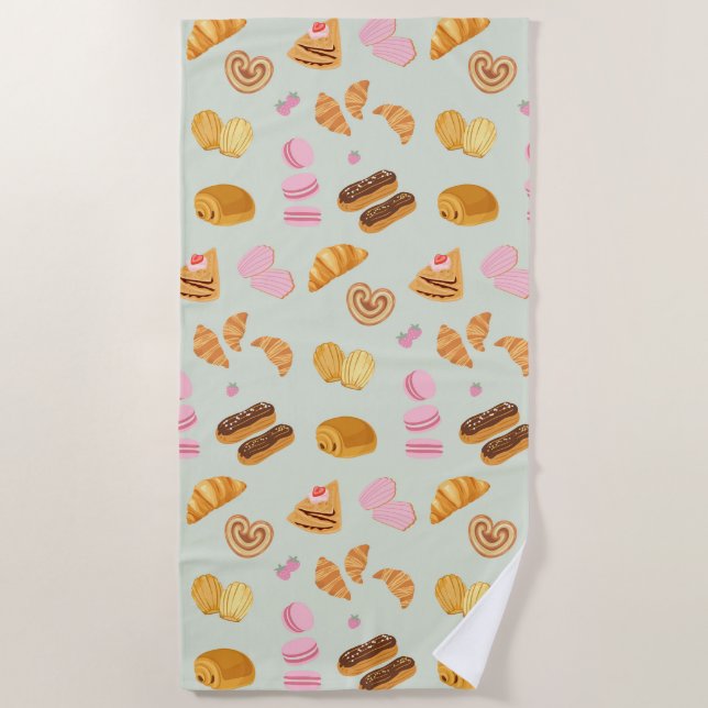Pastries in Paris Beach Towel (Front)