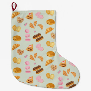 Pastries in Paris Large Christmas Stocking