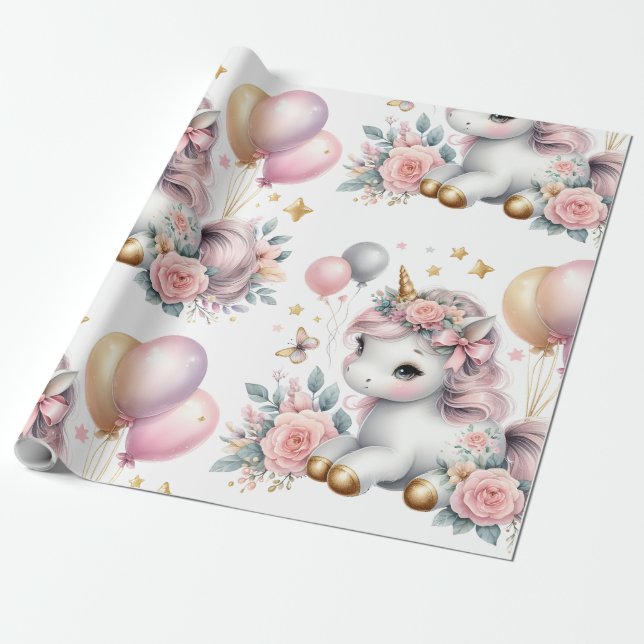 Pastrl Unicorn  Wrapping Paper (Unrolled)