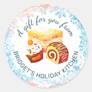 Pastry bakery Christmas baking personalized Classic Round Sticker