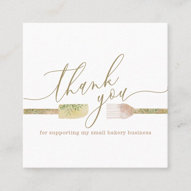 Pastry chef bakery catering thank you square business card (Front)