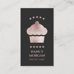 Pastry Chef Bakery Cupcake Rose Gold Glitter Business Card