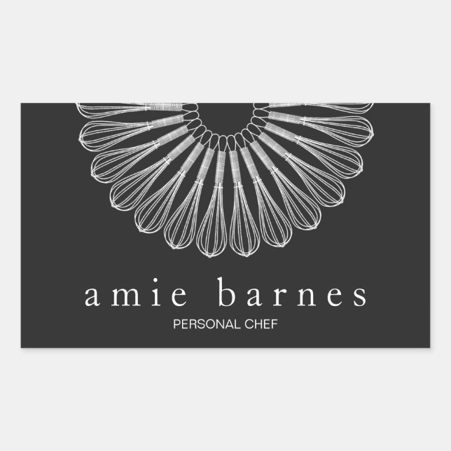 Pastry Chef Black White Whisk Logo Bakery Sticker (Front)