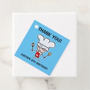 Pastry chef cartoon kid's baking Birthday party Favour Tags
