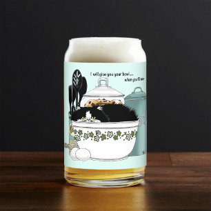 Pastry Chef Cat Blue Can Glass