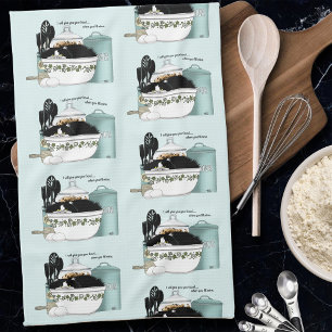 Pastry Chef Cat Blue Kitchen Towel