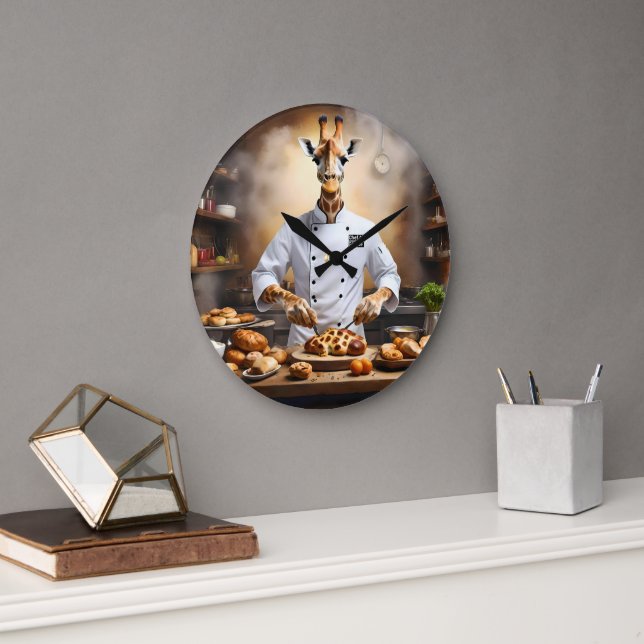 "Pastry Chef Giraffe: Reaching New Heights, Large Clock (Office)