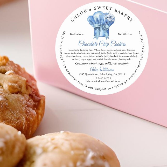 Pastry Chef Hat Cottage Food Law Label  (Creator Uploaded)