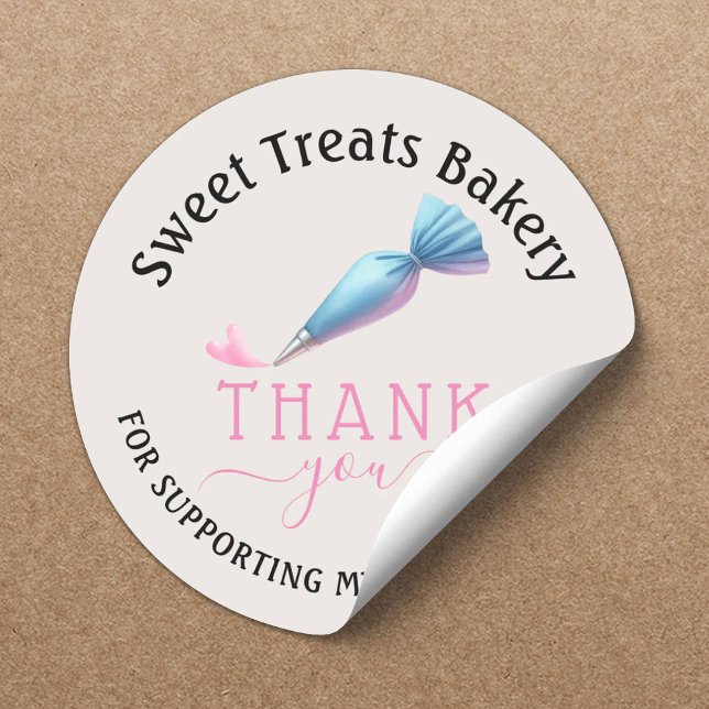 Pastry Chef Ivory Bakery Thank You for Order Classic Round Sticker (Creator Uploaded)