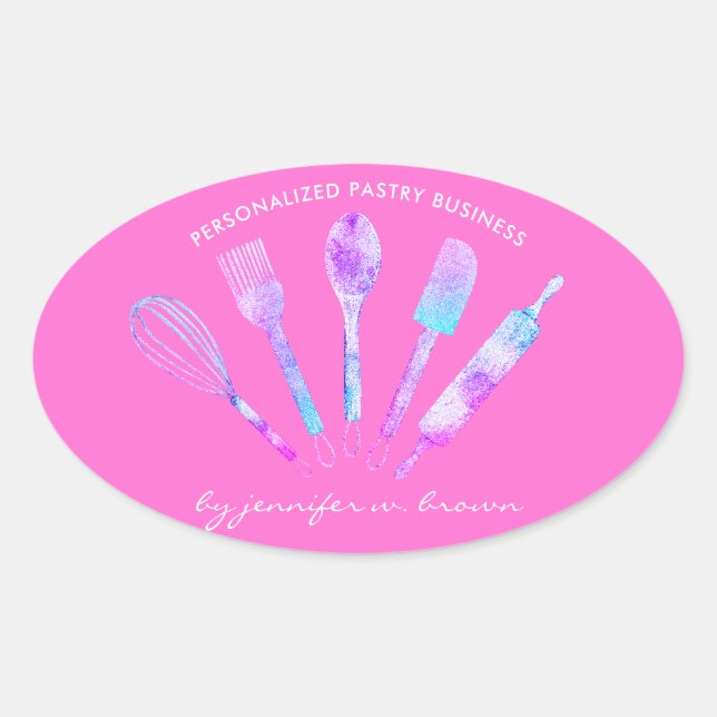 Pastry Chef Oval Sticker (Front)