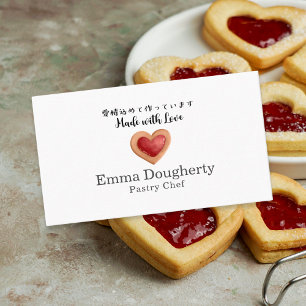 Pastry Chef Patisserie Red Heart Cookie Modern Business Card
