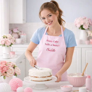 Pastry chef pink script slogan apron