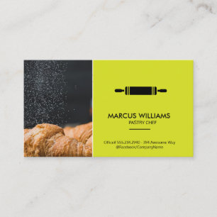 Pastry Chef Rolling Pin and Croissants Business Card
