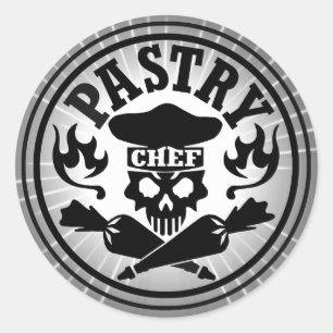 Pastry Chef Skull Classic Round Sticker