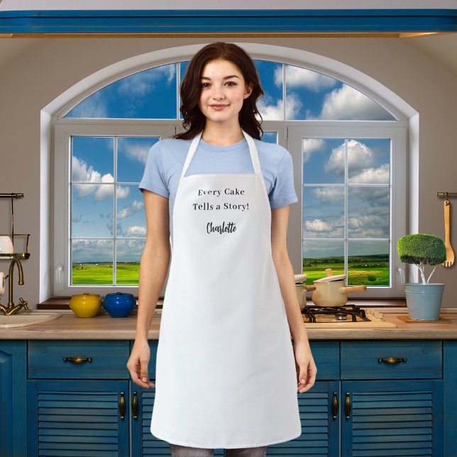 Pastry chef white black script slogan apron (Creator Uploaded)