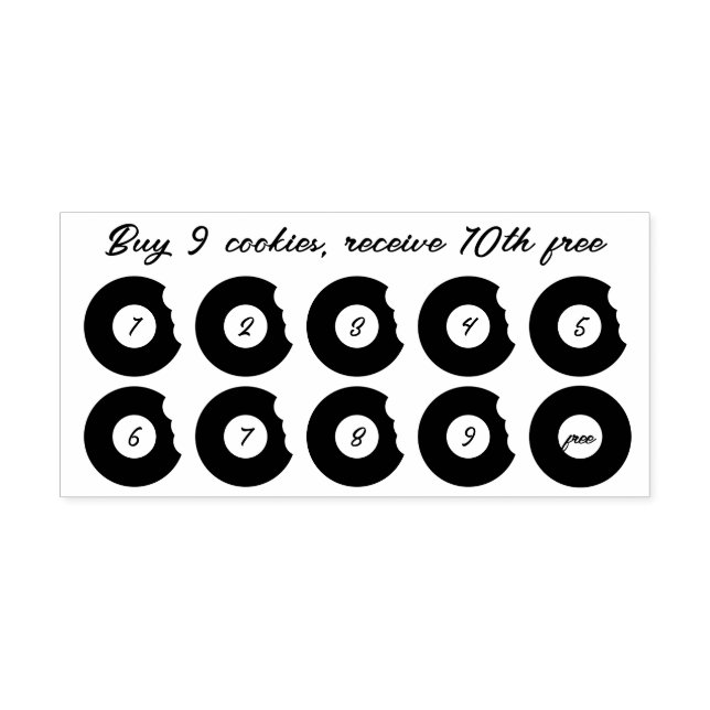 Pastry Cookies Doughnuts Punch Bakery Loyalty Rubber Stamp (Imprint)