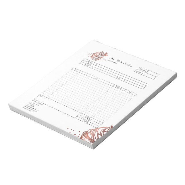 Pastry Cupcake Bakery Order Form Invoice  Notepad (Rotated)